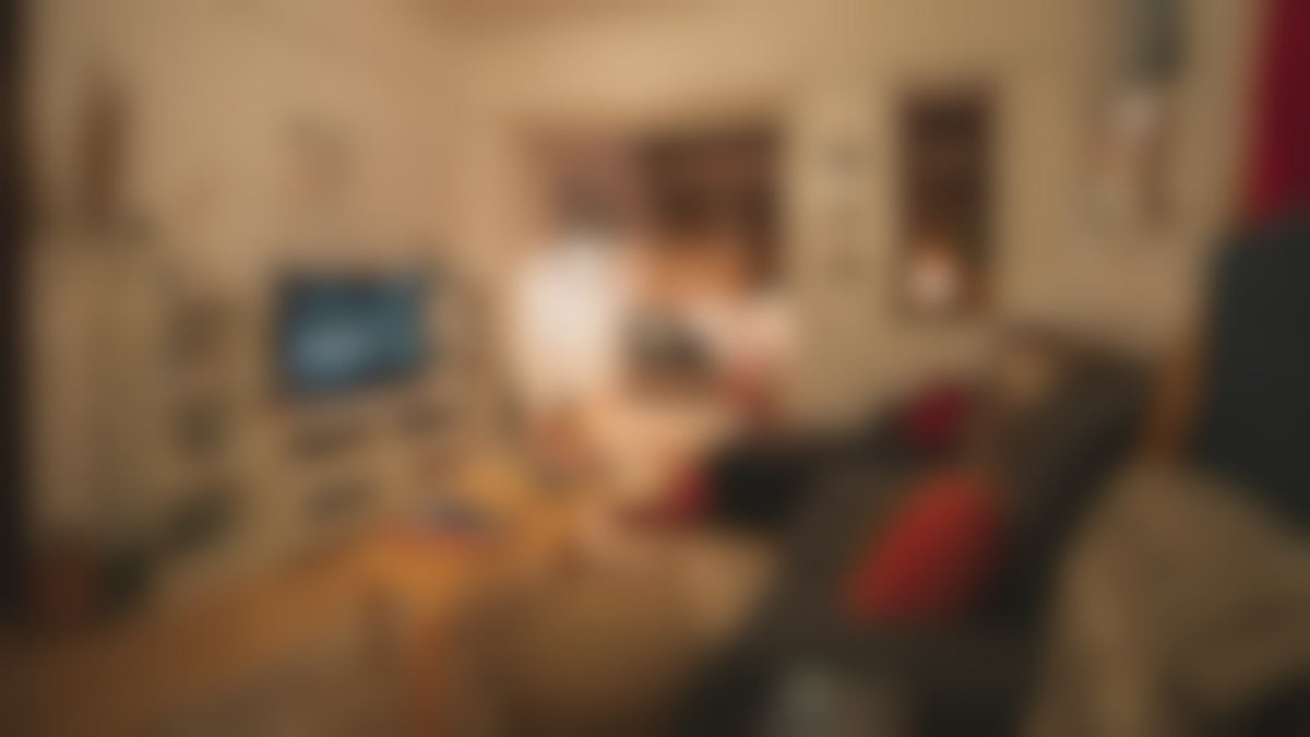 Softly blurred living room at night