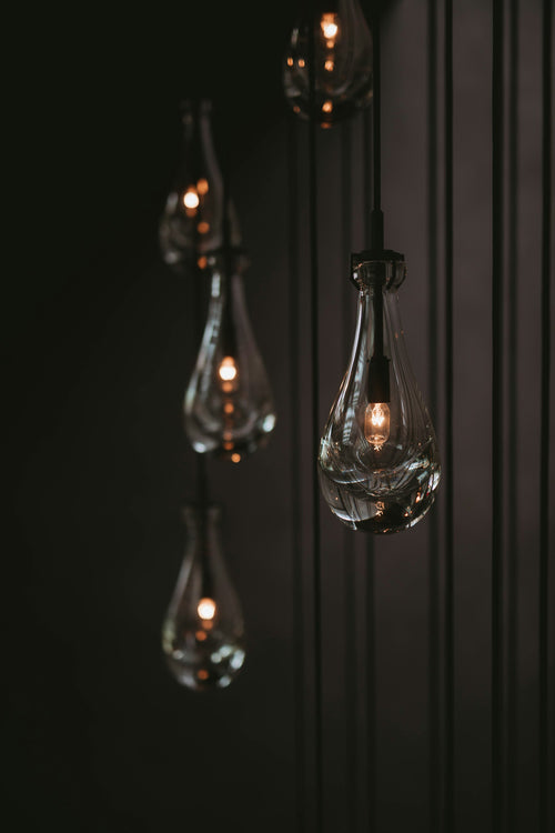 4-Light Linear Pendant LED for Dining Table & Kitchen Island – Crackle Glass Hanging Light (placeholder photo 2)