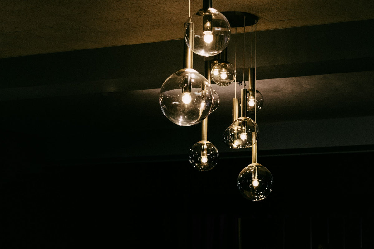 8-Light Ball Cluster Hanging Pendant for Staircase – Crystal Glass Ball Hanging Light (placeholder photo 1)
