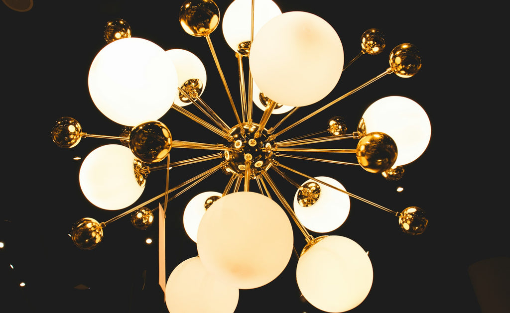 Glass Petal Flower LED Chandelier – Gold Ring Jhumar for Living Room (placeholder photo 3)