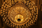Gold Cylinder Glass Chandelier – Modern Jhumar for Living Room & Dining (placeholder photo 2)