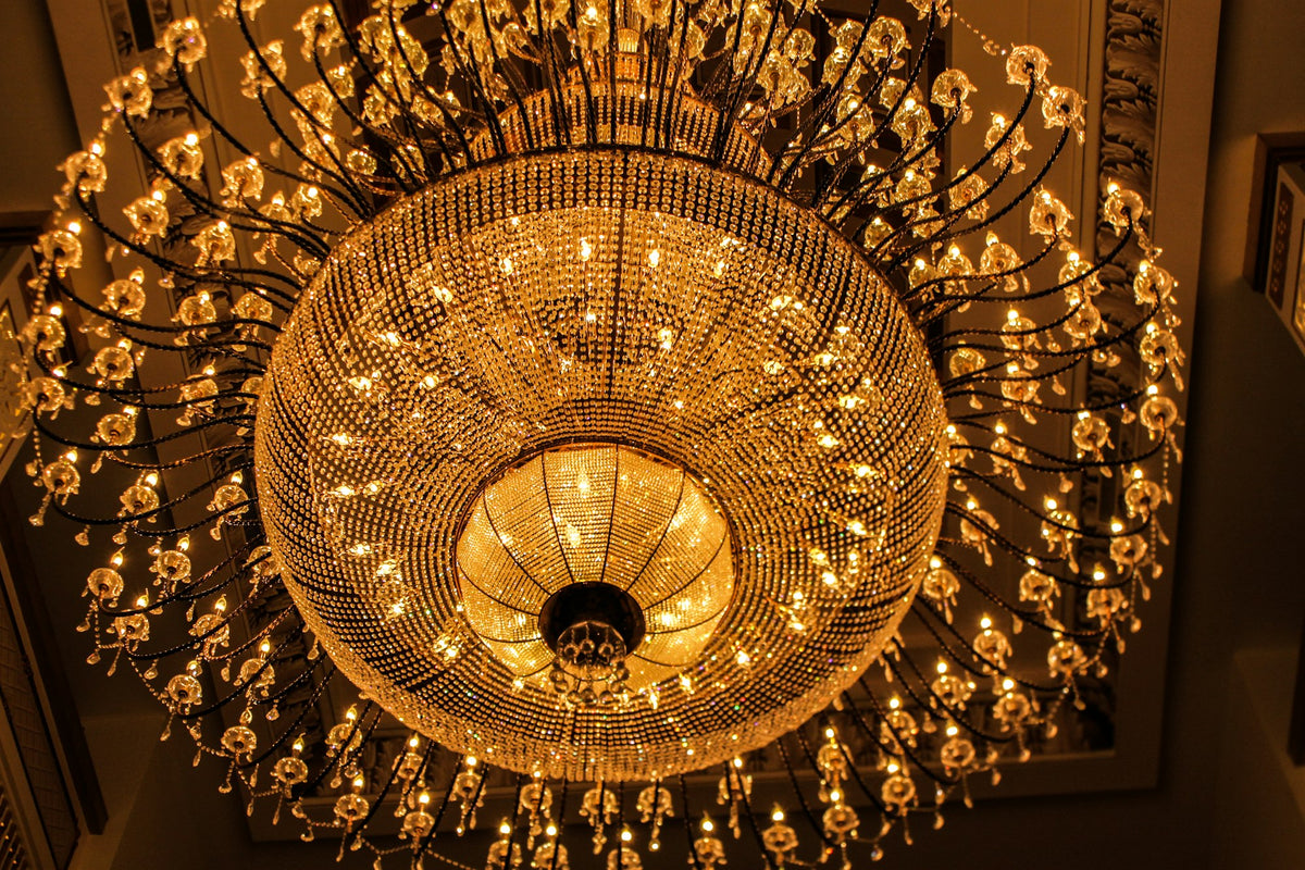 Gold Cylinder Glass Chandelier – Modern Jhumar for Living Room & Dining (placeholder photo 2)