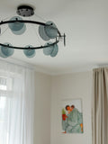 Glass Petal Flower LED Chandelier – Gold Ring Jhumar for Living Room (placeholder photo 1)