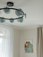 Glass Petal Flower LED Chandelier – Gold Ring Jhumar for Living Room (placeholder photo 1)