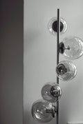 Chrome floor lamp with five smoked glass globes